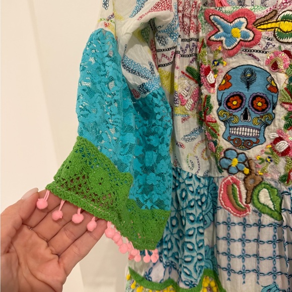 Colorful Embroidered Mini Dress - Picture 2 of 9